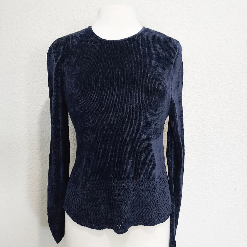 Clio Blue Chenile Knit Long Sweater Size Large